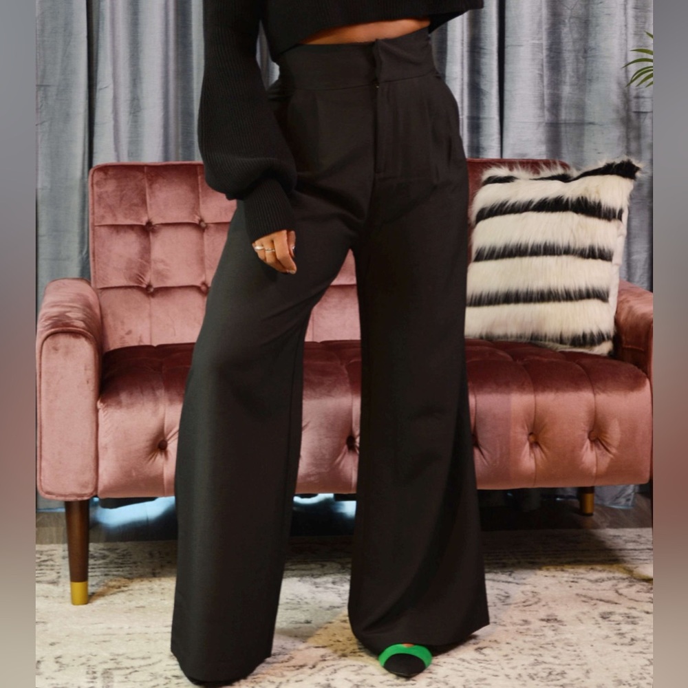 Womens High Waist Wide Leg Woven Pants